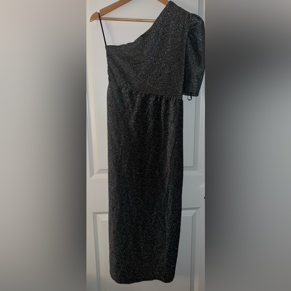SHEIN Curve 0XL Silver and Black One Shoulder Dress - Picture 2 of 4